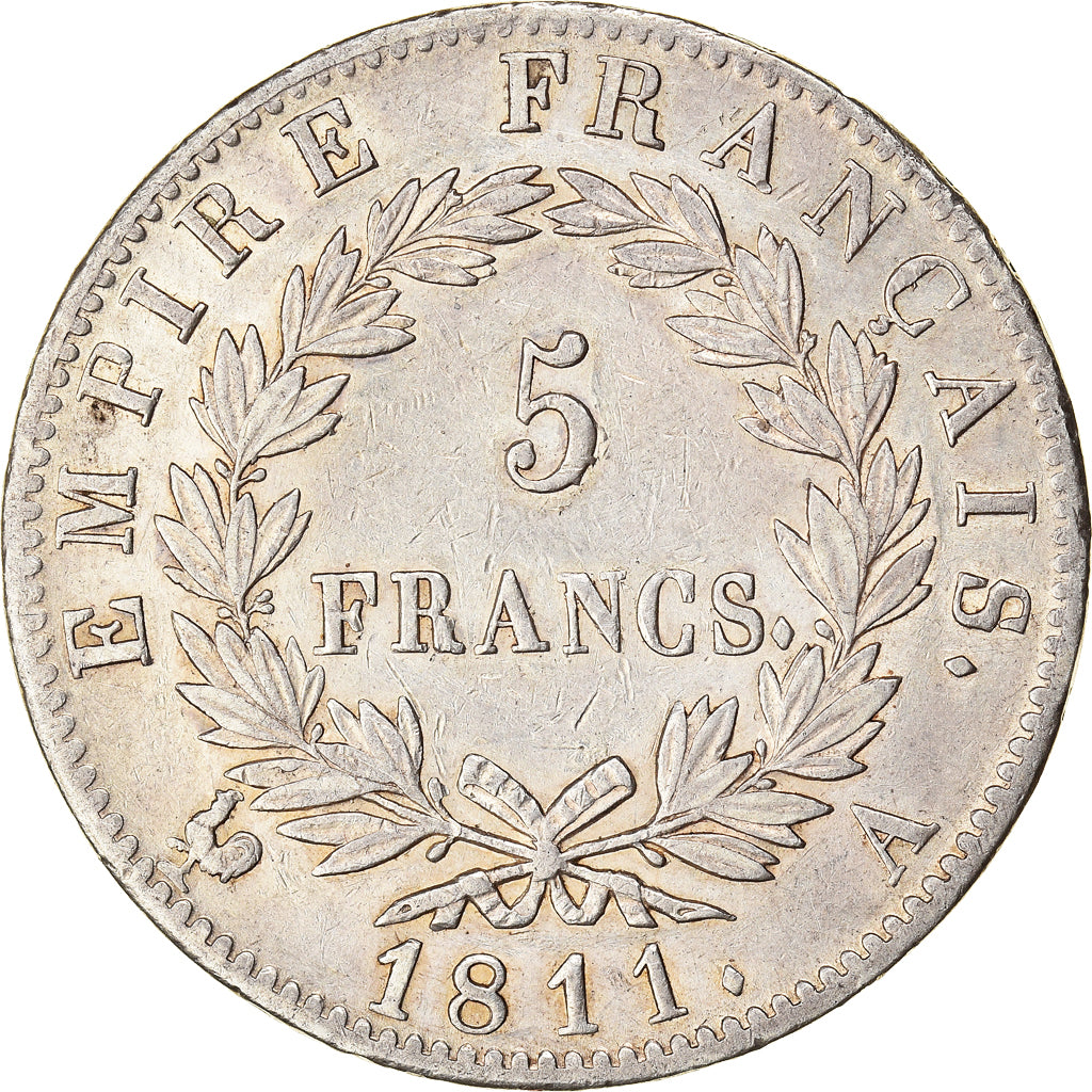 Coin, France, Napoléon I, 5 Francs, 1811, Paris, EF(40-45), Silver, KM:694.1