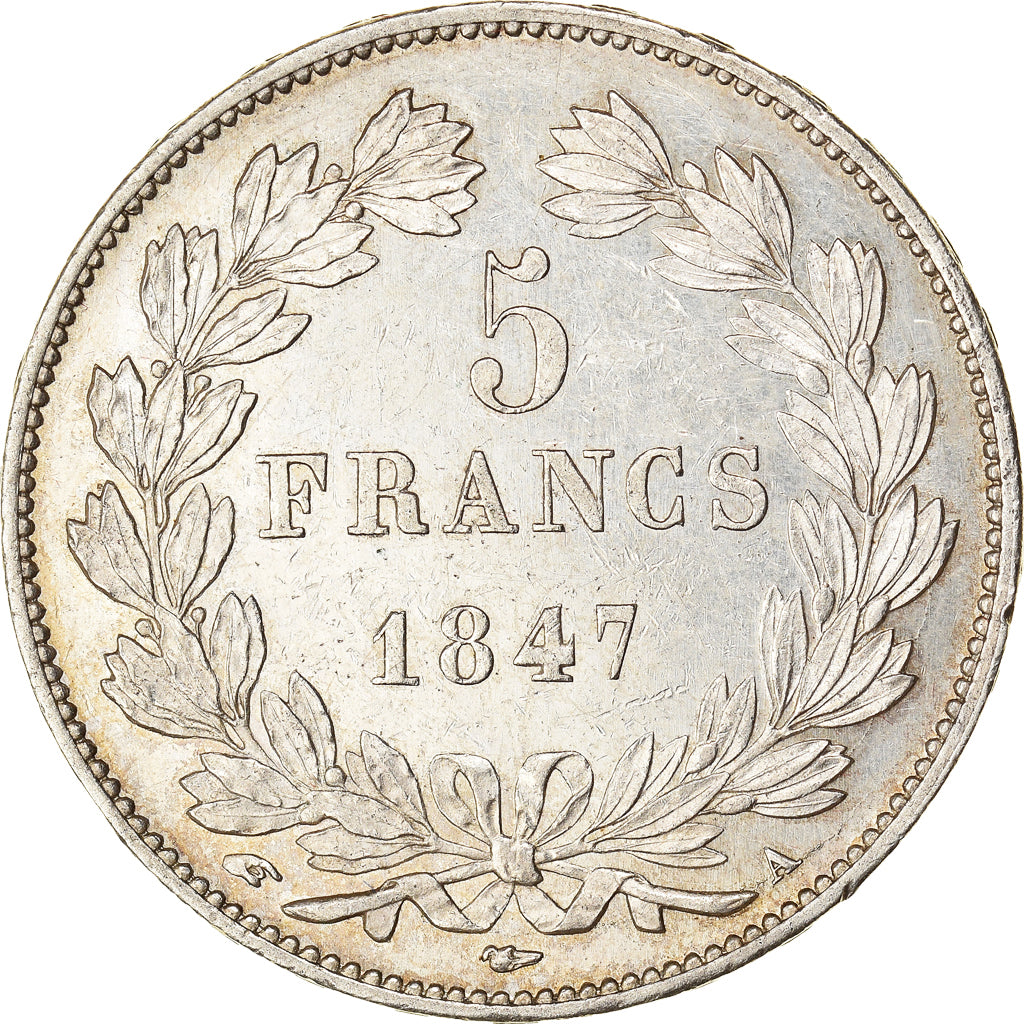 Coin, France, Louis-Philippe, 5 Francs, 1847, Paris, AU(55-58), Silver