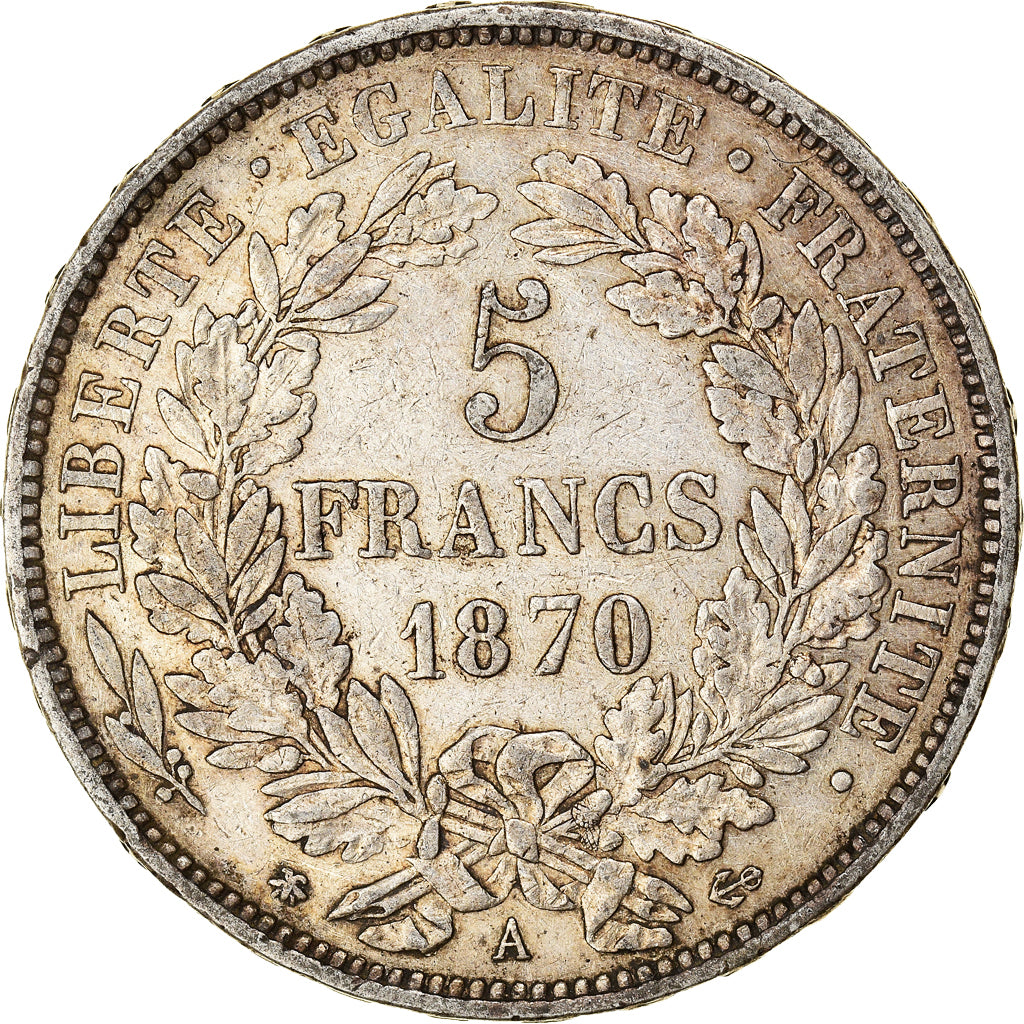 Coin, France, Cérès, 5 Francs, 1870, Paris, EF(40-45), Silver, KM:819