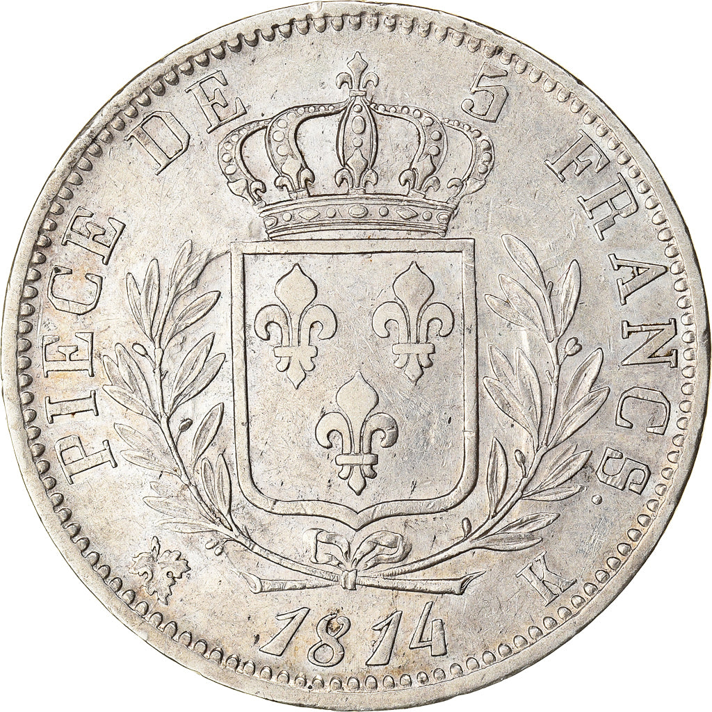 Moeda, França, Louis XVIII, Louis XVIII, 5 Francs, 1814, Bordeaux, EF(40-45)
