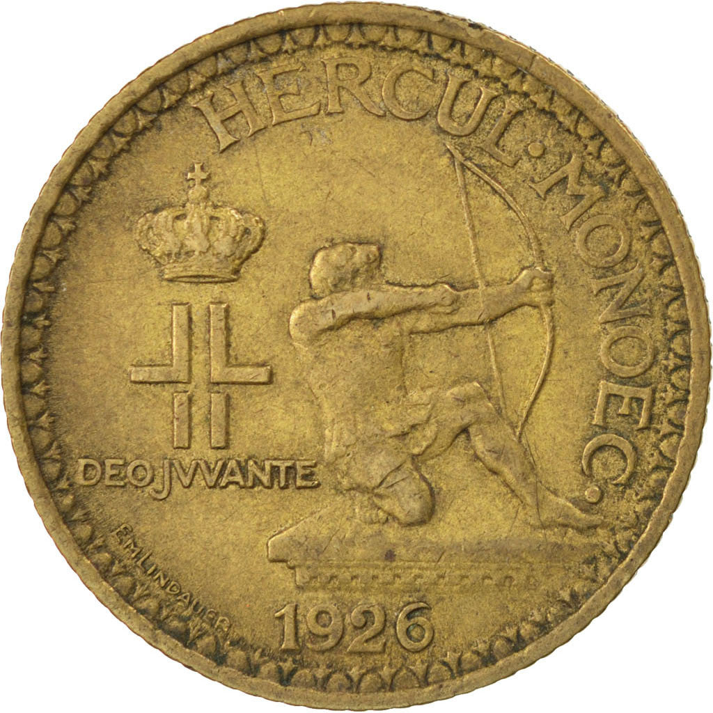 Monaco, Louis II, 2 Francs, 1926, Poissy, BB, Alluminio-bronzo, KM:115, Gadou...