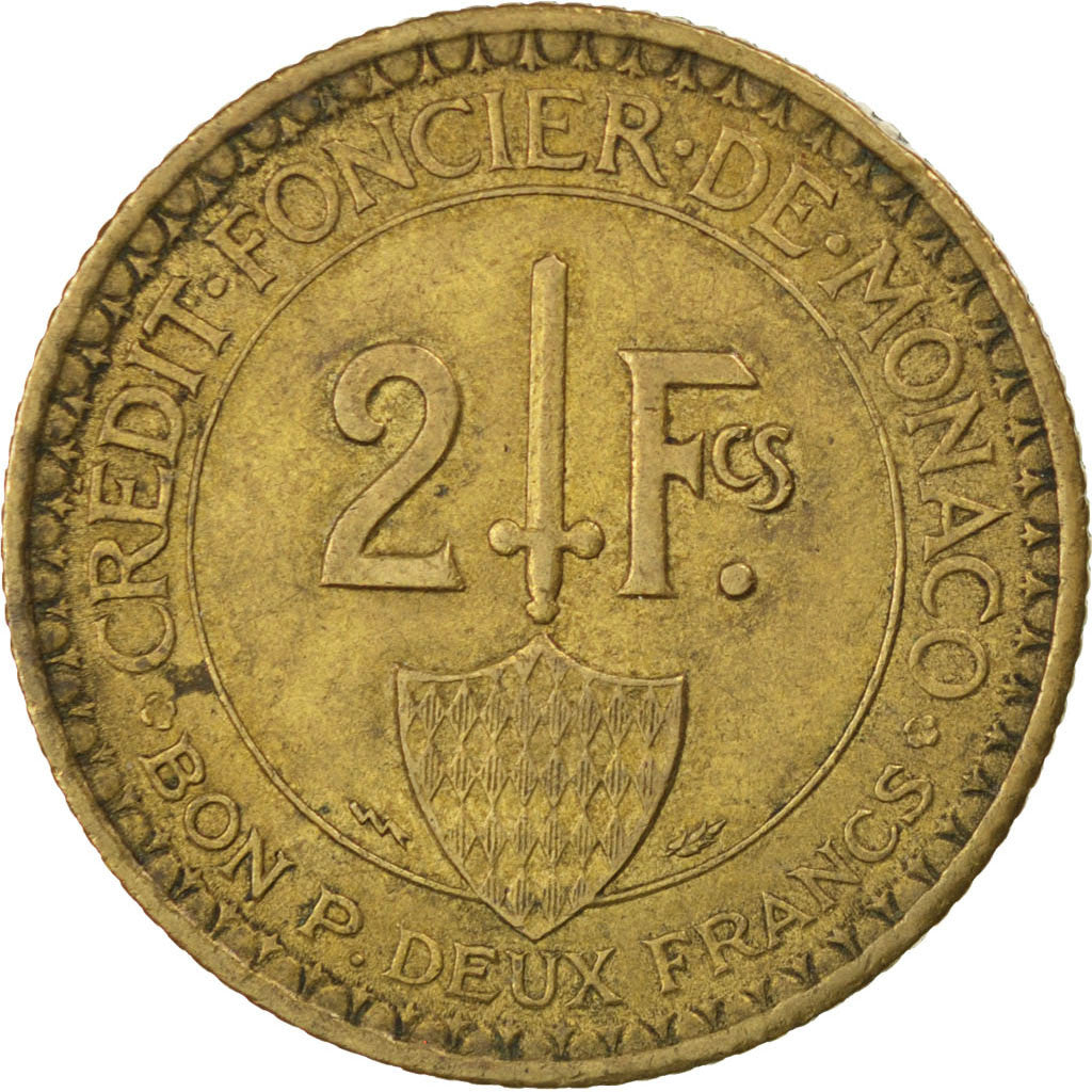 Monaco, Louis II, 2 Francs, 1926, Poissy, BB, Alluminio-bronzo, KM:115, Gadou...