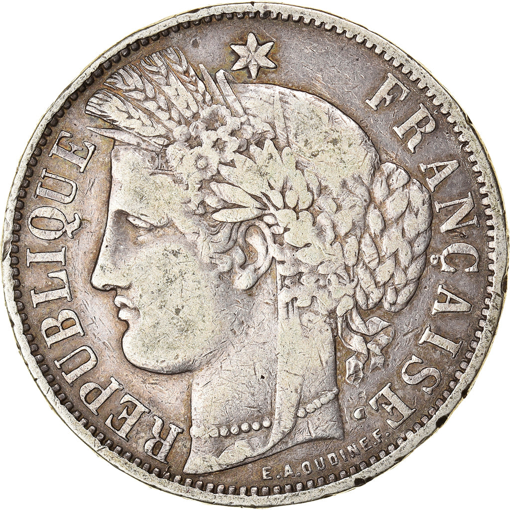 Moneta, Francia, Cérès, 5 Francs, 1870, Bordeaux, MB+, Argento, KM:818.2