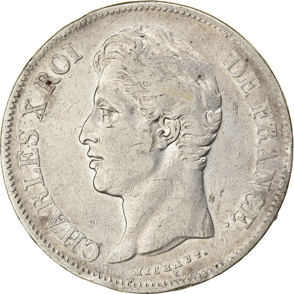 Coin, France, Charles X, 5 Francs, 1828, Rouen, EF(40-45), Silver, KM:728.2