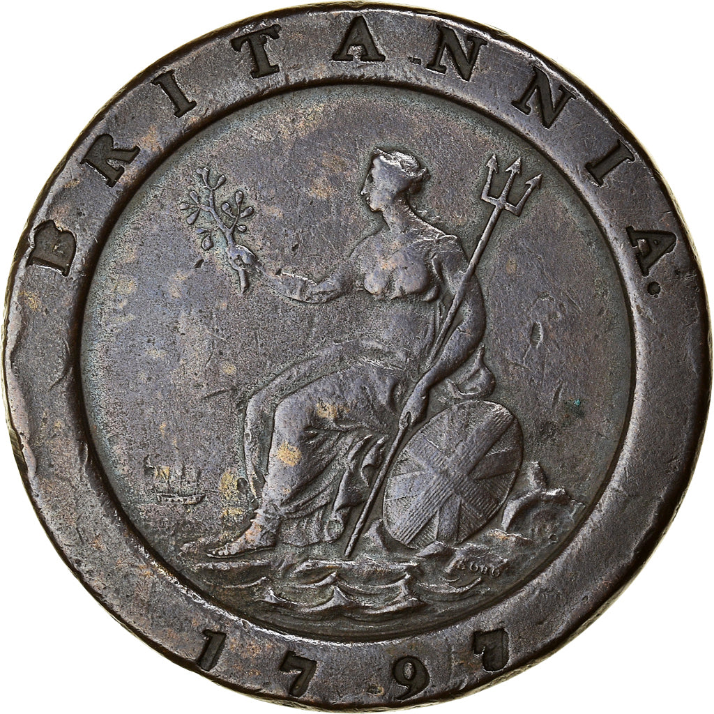 Coin, Great Britain, George III, 2 Pence, 1797, VF(30-35), Copper, KM:619