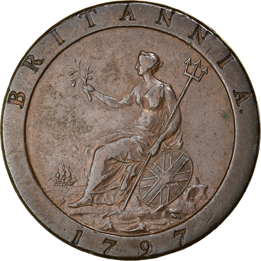 Coin, Great Britain, George III, Penny, 1797, EF(40-45), Copper, KM:618