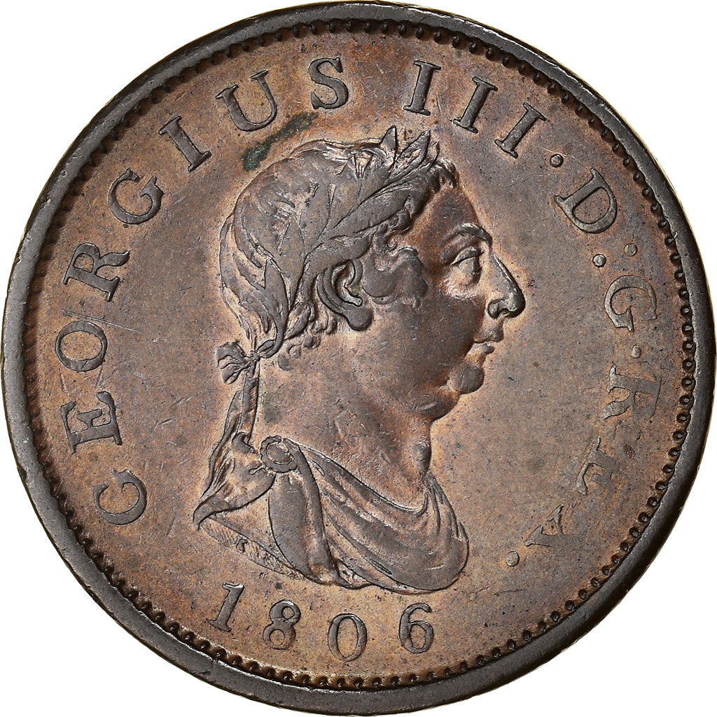 Coin, Great Britain, George III, Penny, 1806, EF(40-45), Copper, KM:663