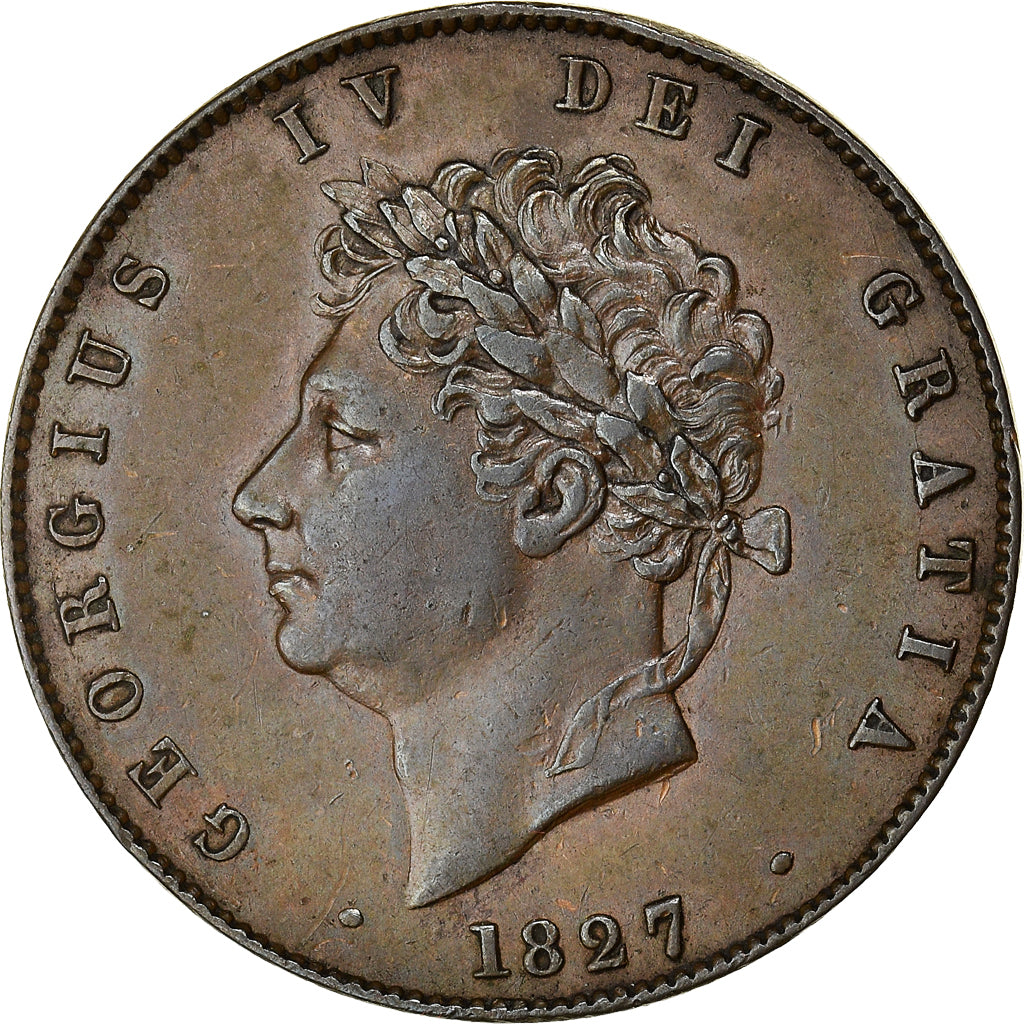 Münze, Großbritannien, George IV, 1/2 Penny, 1827, SS+, Kupfer, KM:692