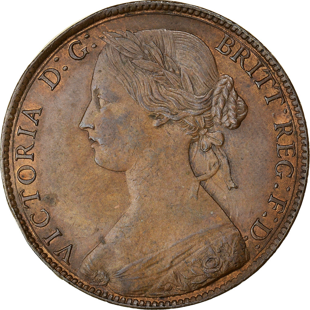 Coin, Great Britain, Victoria, Penny, 1861, AU(50-53), Bronze, KM:749.2