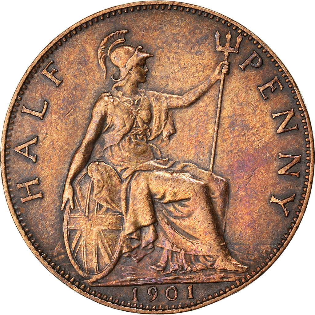 Münze, Großbritannien, Victoria, 1/2 Penny, 1901, SS, Bronze, KM:789