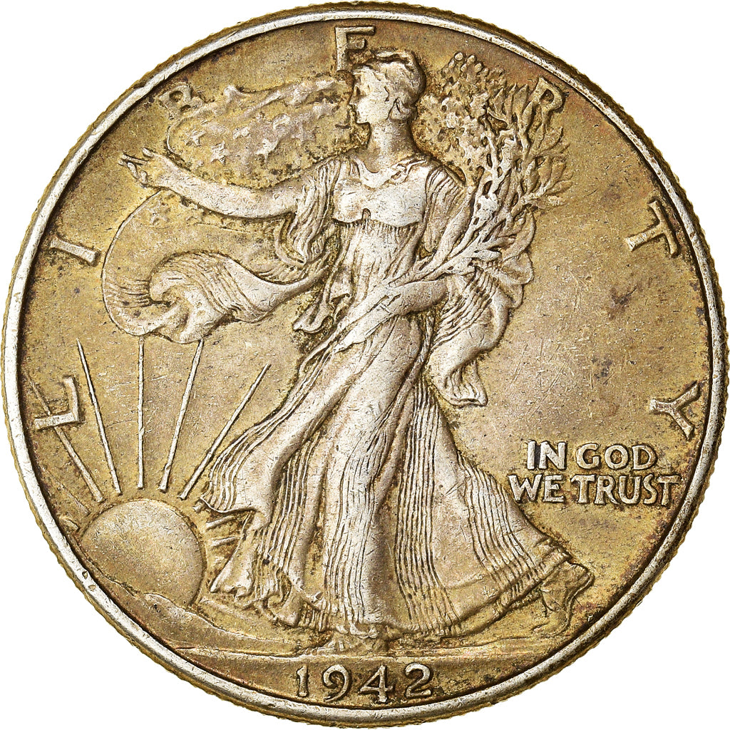 Coin, United States, Walking Liberty Half Dollar, Half Dollar, 1942, U.S. Mint