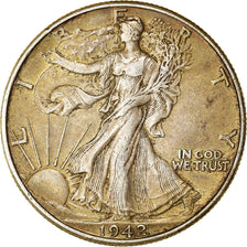 Coin, United States, Walking Liberty Half Dollar, Half Dollar, 1942, U.S. Mint