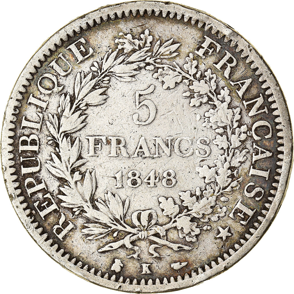 Coin, France, Hercule, 5 Francs, 1848, Bordeaux, VF(20-25), Silver, KM:756.4