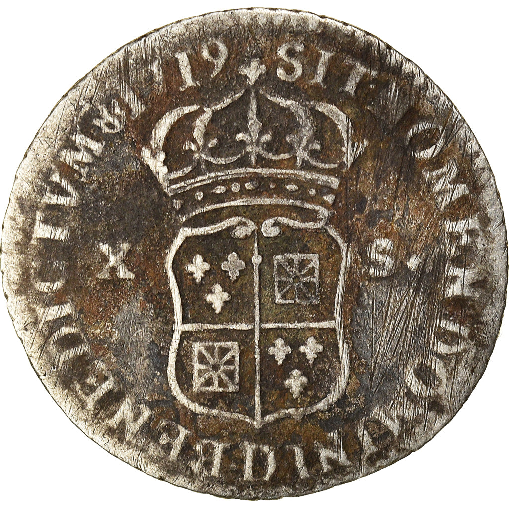 Coin, France, Louis XV, 10 Sols-1/8 Ecu, 1719, Lyon, F(12-15), Silver, KM:441.5