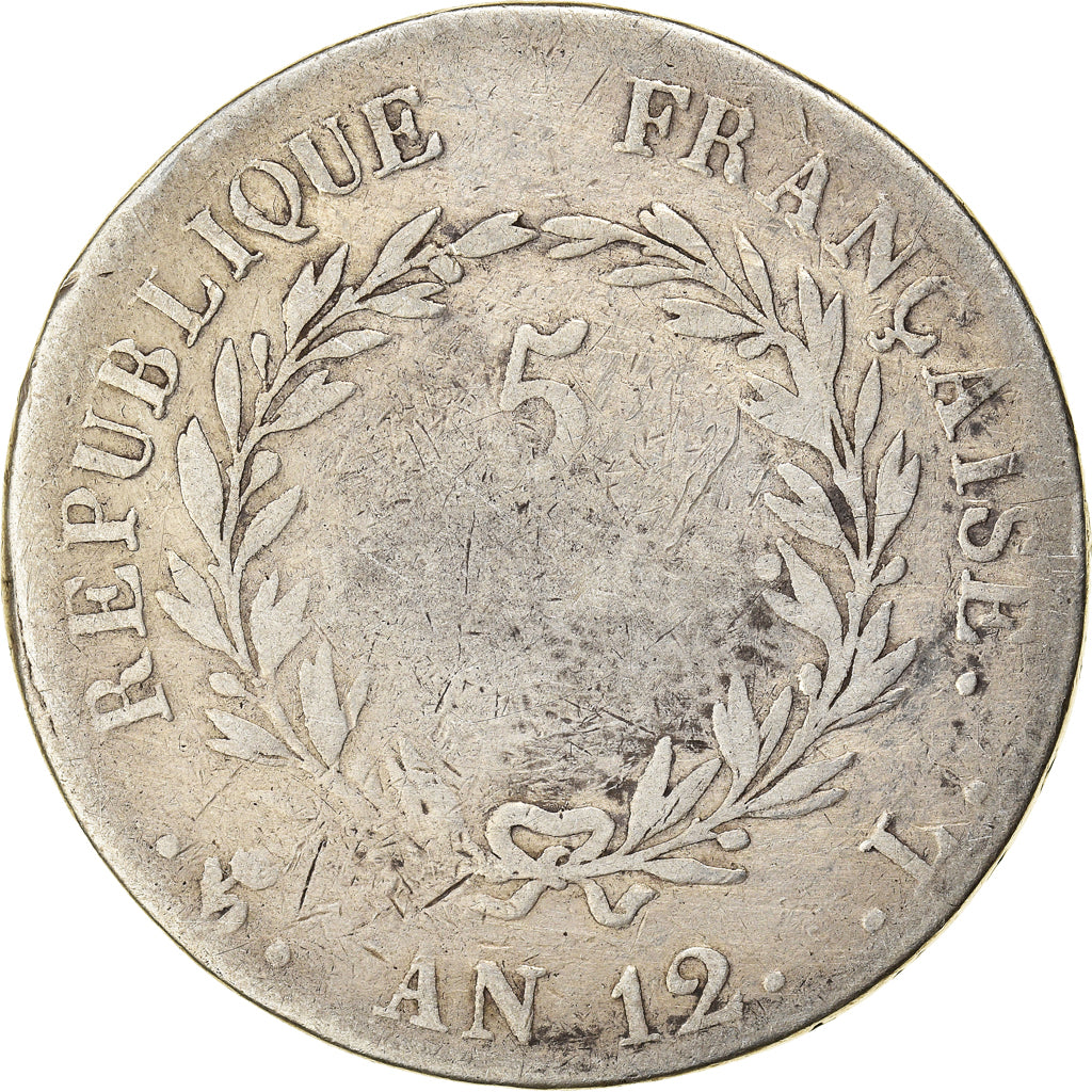 Moneta, Francia, Napoléon I, 5 Francs, An 12, Bayonne, B+, Argento, KM:659.9