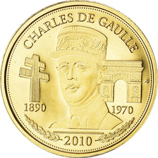 Francia, medaglia, Charles De Gaulle, 2010, FDC, Oro