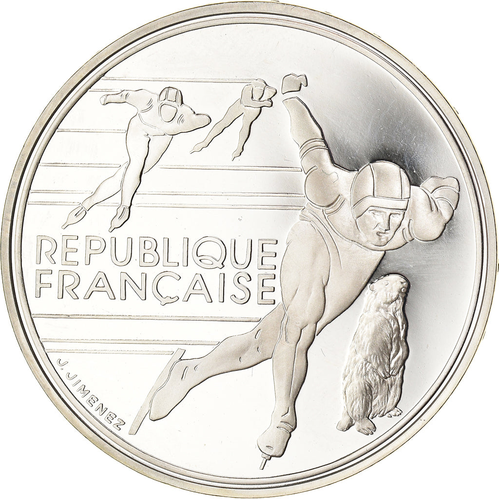Moneta, Francia, albertville 92, 100 Francs, 1990, Proof, FDC, Argento, KM:980