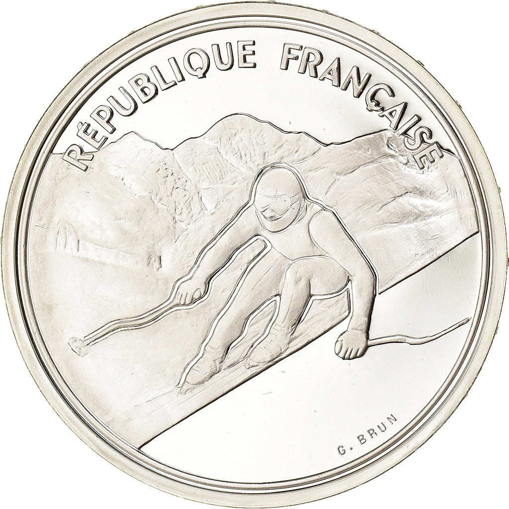 Coin, France, Alpine skiing, 100 Francs, 1989, Albertville 92, MS(65-70)