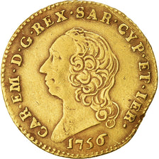 Moneta, STATI ITALIANI, SARDINIA, Carlo Emanuele III, 1/2 Doppia, 1756, Torino