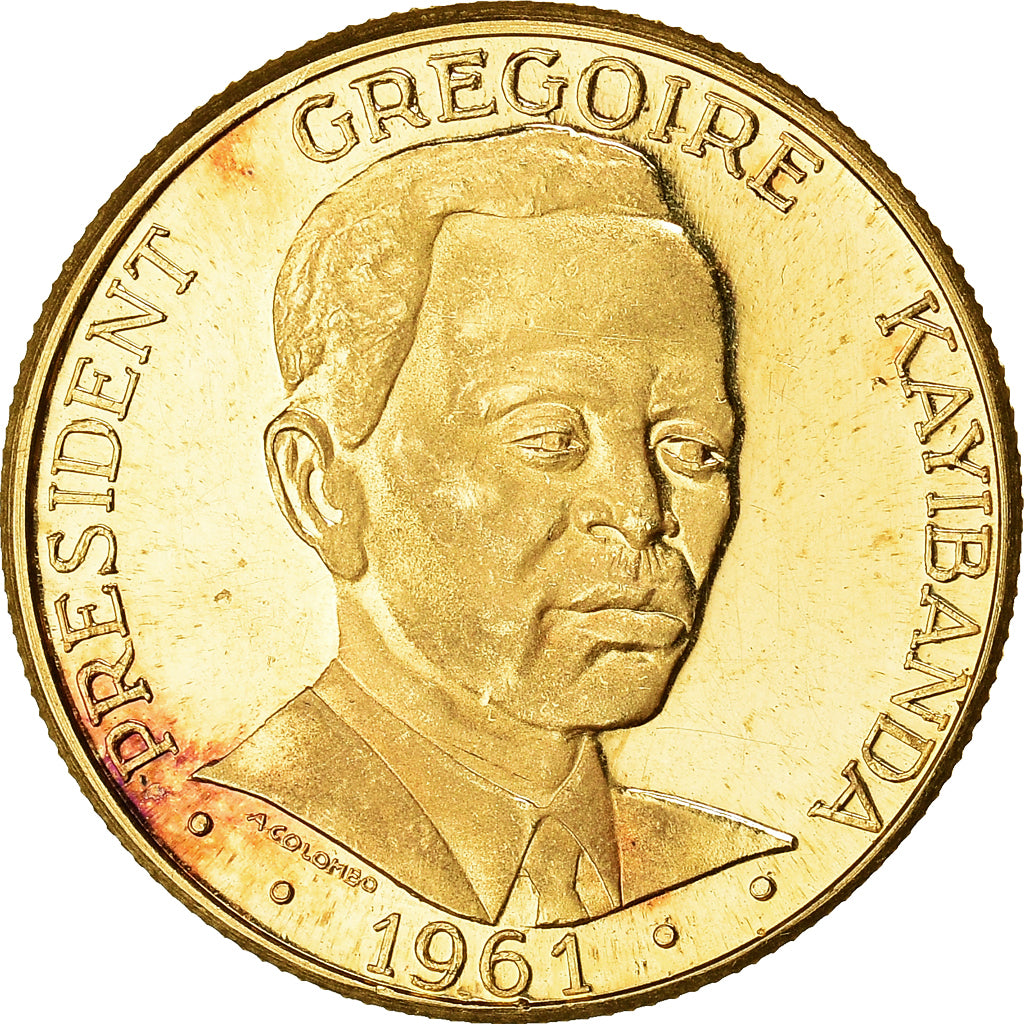 Coin, Rwanda, 25 Francs, 1965, MS(63), Gold, KM:2