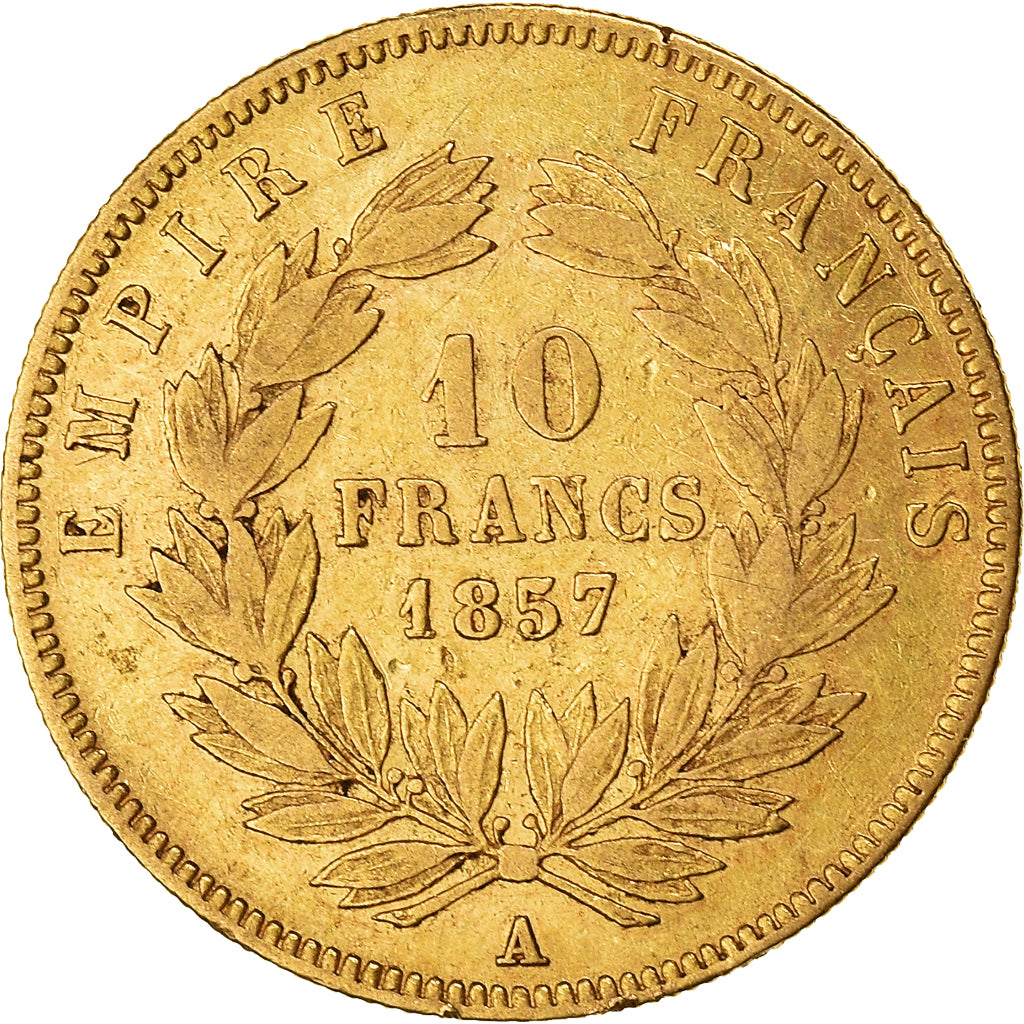 Munten, Frankrijk, Napoleon III, 10 Francs, 1857, Paris, FR+, Goud, KM:784.3