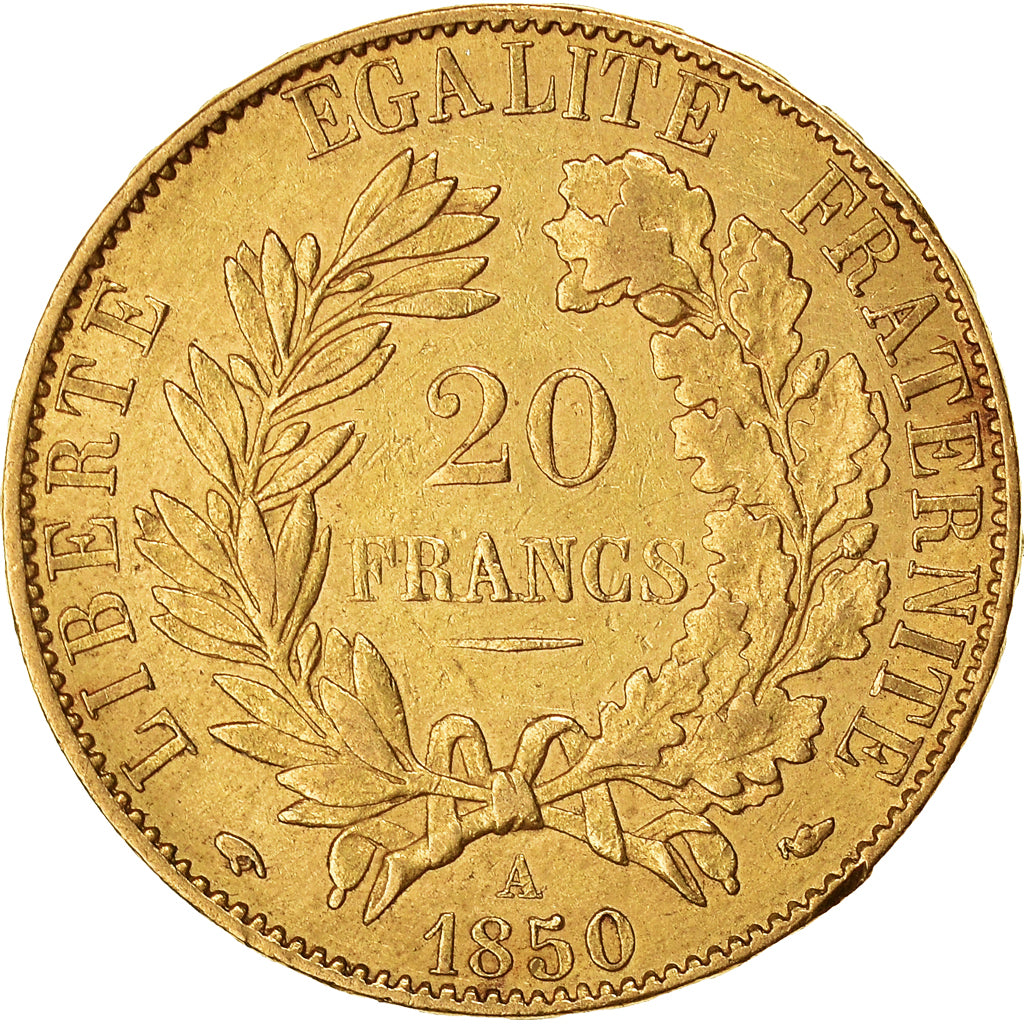 Coin, France, Cérès, 20 Francs, 1850, Paris, EF(40-45), Gold, KM:762