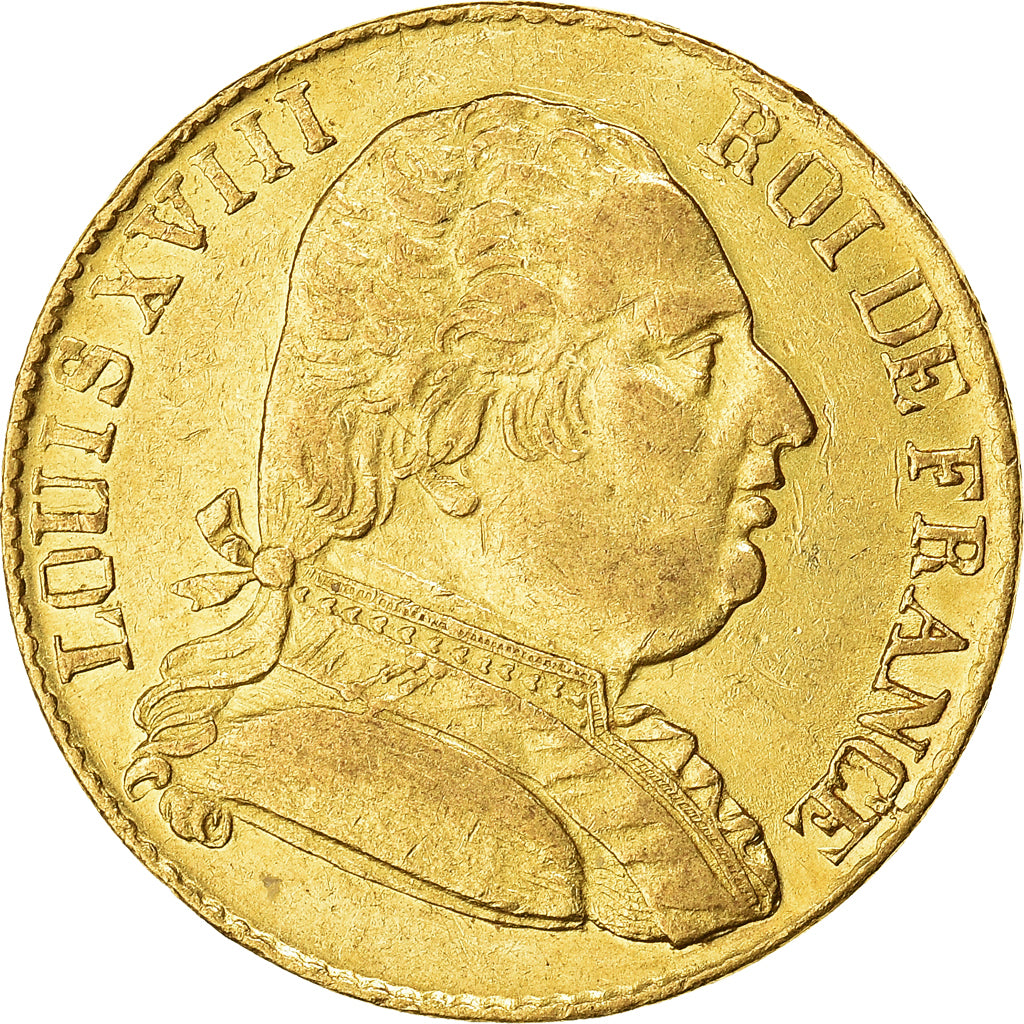 Coin, France, Louis XVIII, 20 Francs, 1815, London, AU(50-53), Gold, KM:1