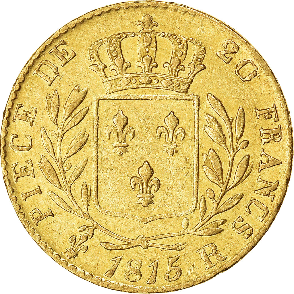 Coin, France, Louis XVIII, 20 Francs, 1815, London, AU(50-53), Gold, KM:1