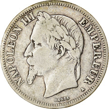 Munten, Frankrijk, Napoleon III, 2 Francs, 1867, Paris, FR, Zilver, KM:807.1