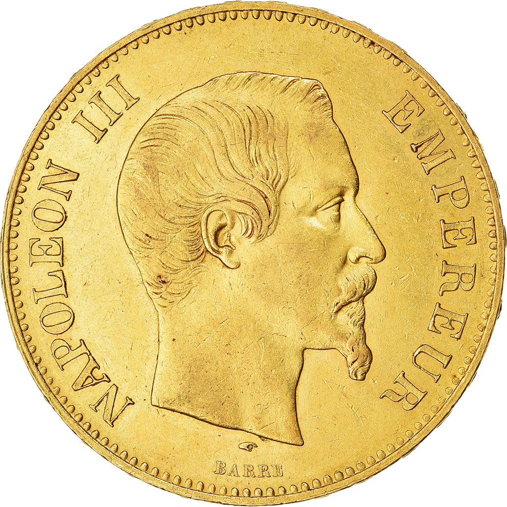 Moeda, França, Napoleon III, 100 Francs, 1857, Paris, AU(50-53), Dourado