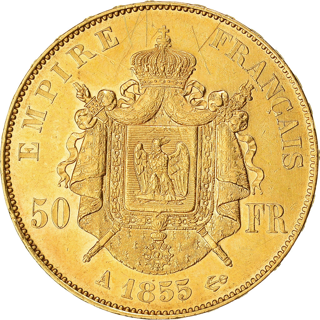 Munten, Frankrijk, Napoleon III, 50 Francs, 1855, Paris, PR, Goud, KM:785.1