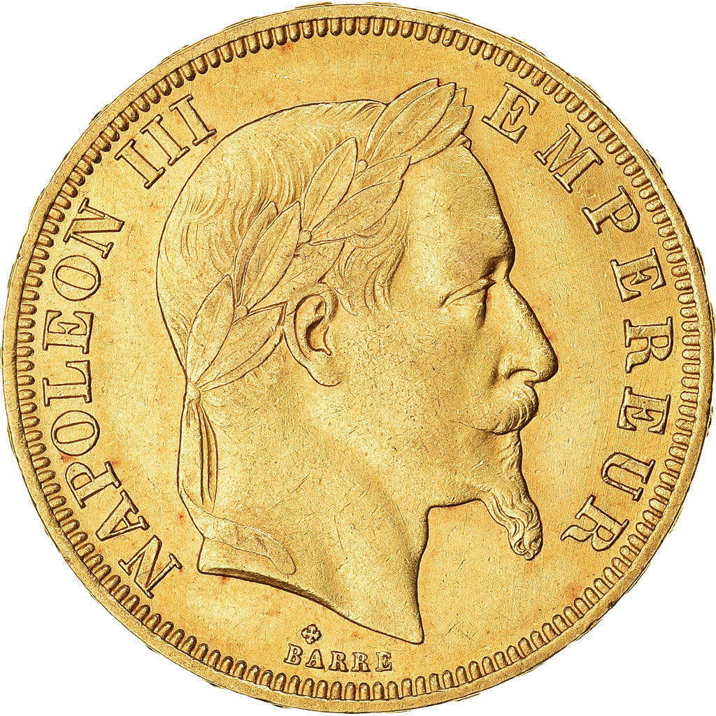 Moneda, Francia, Napoleon III, 50 Francs, 1866, Strasbourg, EBC, Oro