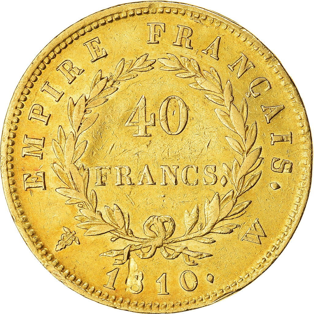 Moneda, Francia, Napoléon I, 40 Francs, 1810, Lille, MBC, Oro, KM:696.6