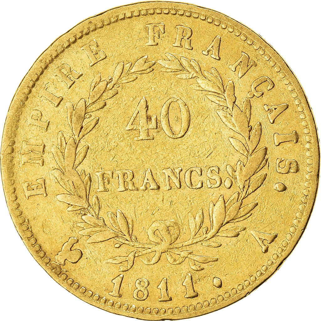 Munten, Frankrijk, Napoléon I, 40 Francs, 1811, Paris, ZF, Goud, KM:696.1
