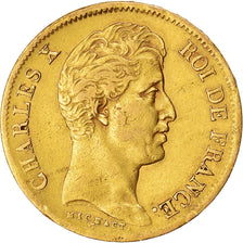 Moneda, Francia, Charles X, 40 Francs, 1830, Paris, BC+, Oro, KM:721.1