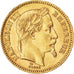 Moneda, Francia, Napoleon III, 20 Francs, 1865, Paris, MBC+, Oro, KM:801.1