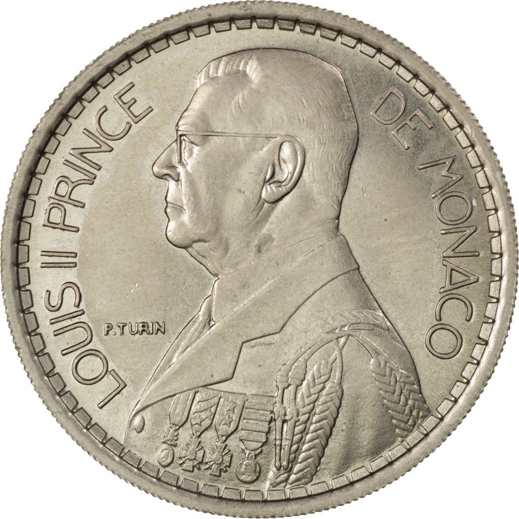 MONACO, 20 Francs, 1945, KM #E20, MS(60-62), Copper-Nickel, Gadoury #137, 9.79