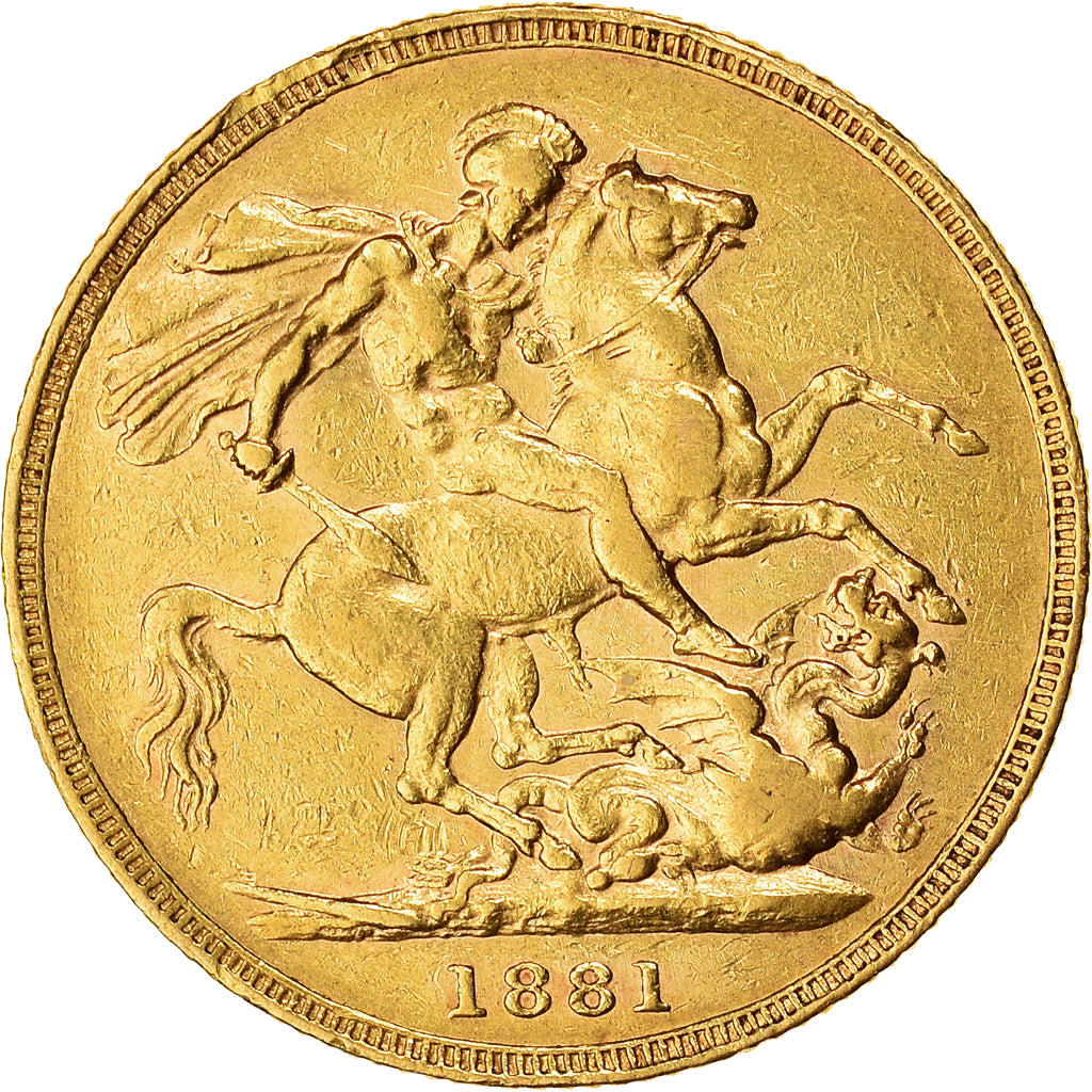 Moneta, Australia, Victoria, Sovereign, 1881, Melbourne, MB+, Oro, KM:7