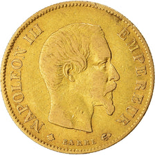 Moneda, Francia, Napoleon III, 10 Francs, 1860, Strasbourg, BC+, Oro, KM:784.4