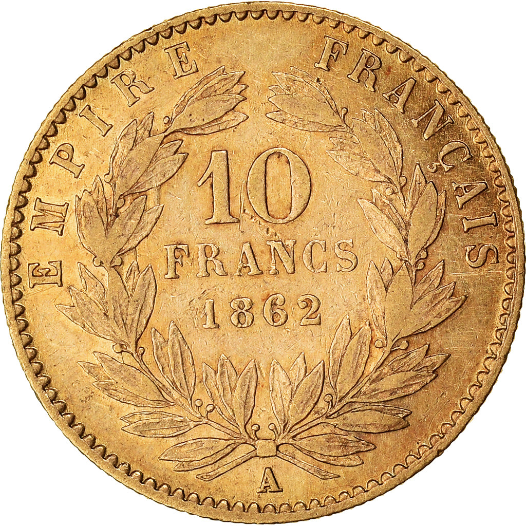 Munten, Frankrijk, Napoleon III, 10 Francs, 1862, Paris, ZF, Goud, KM:800.1