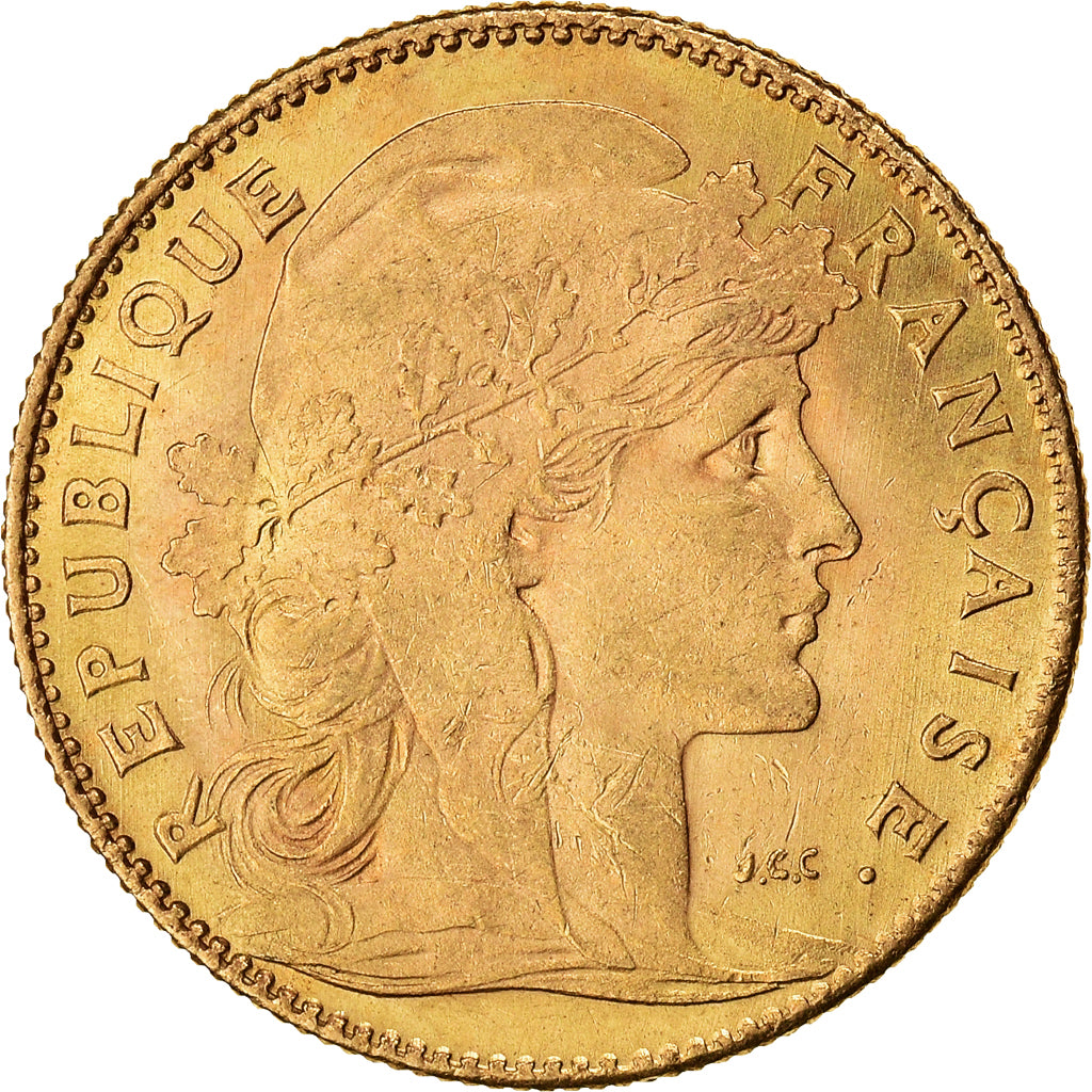 Munten, Frankrijk, Marianne, 10 Francs, 1907, Paris, ZF+, Goud, KM:846