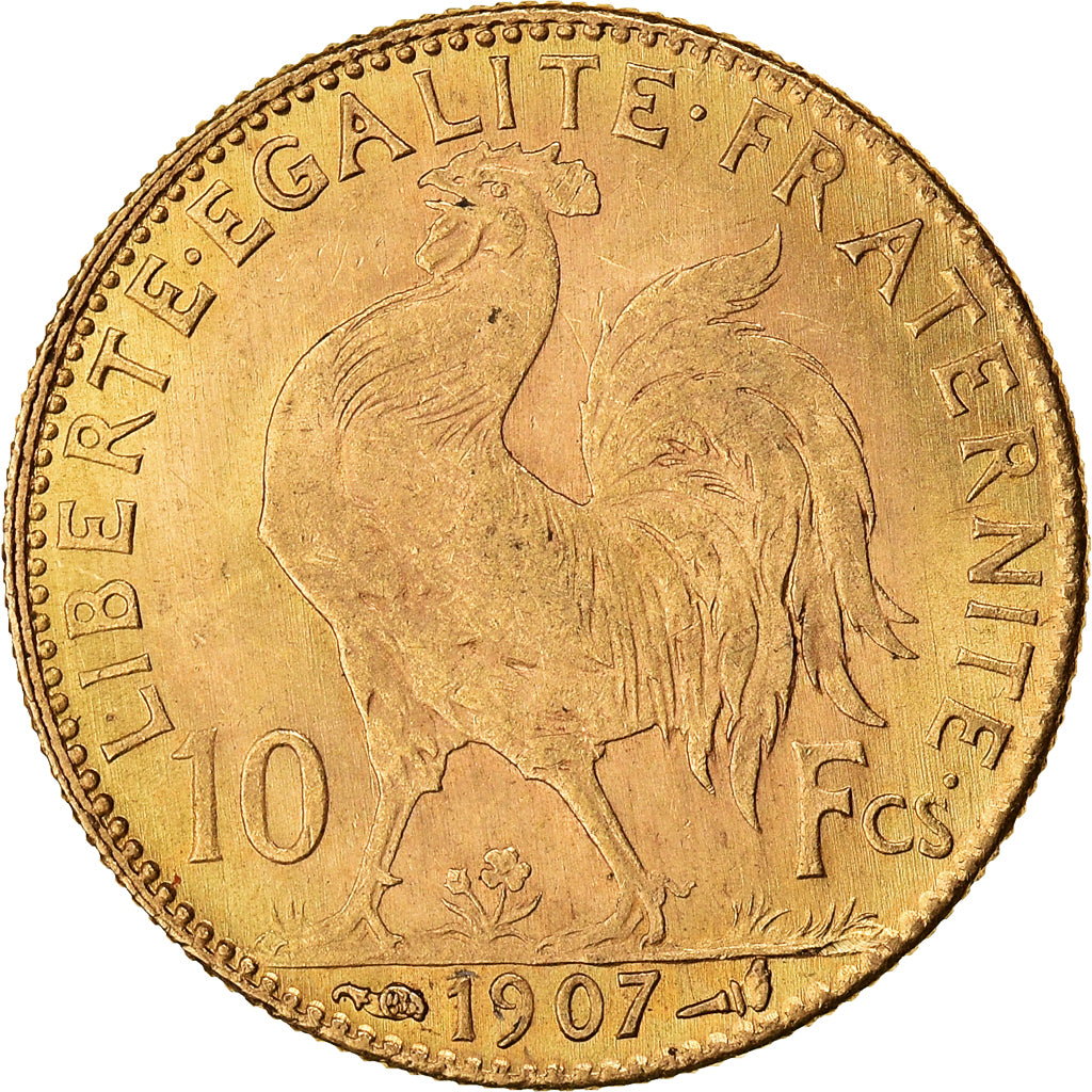 Munten, Frankrijk, Marianne, 10 Francs, 1907, Paris, ZF+, Goud, KM:846