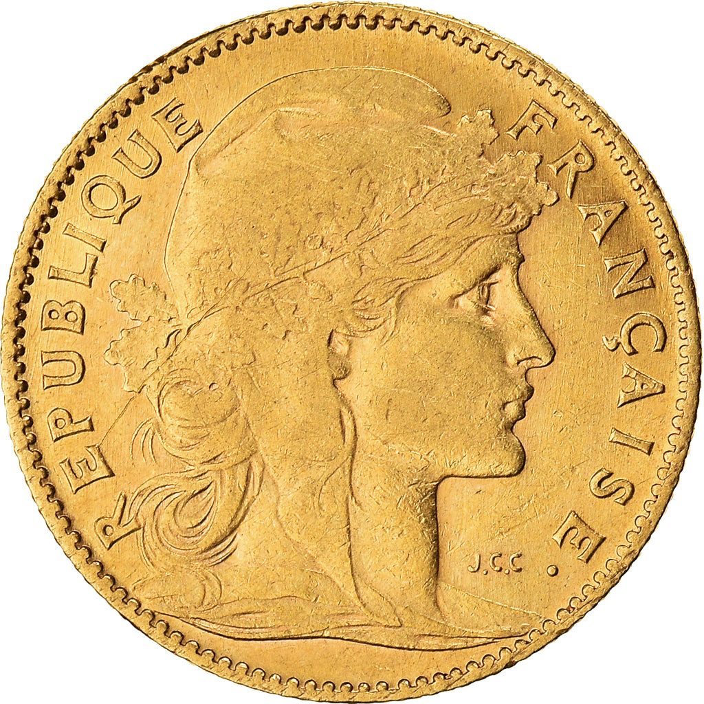Munten, Frankrijk, Marianne, 10 Francs, 1909, Paris, ZF+, Goud, KM:846