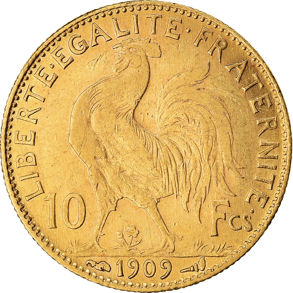 Munten, Frankrijk, Marianne, 10 Francs, 1909, Paris, ZF+, Goud, KM:846