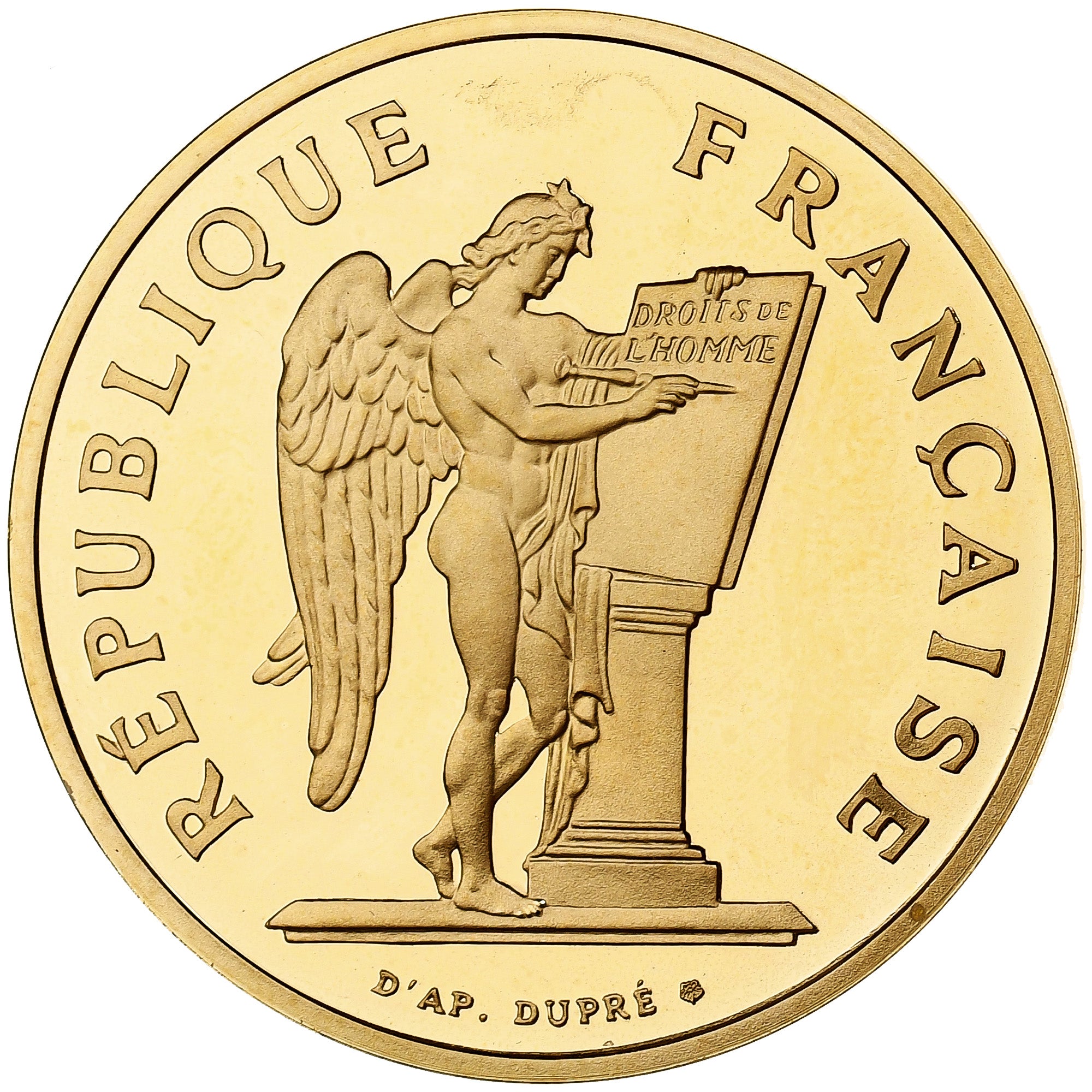 Francia, 100 Francs, Droits de l'Homme, 1989, Monnaie de Paris, Prueba, Oro