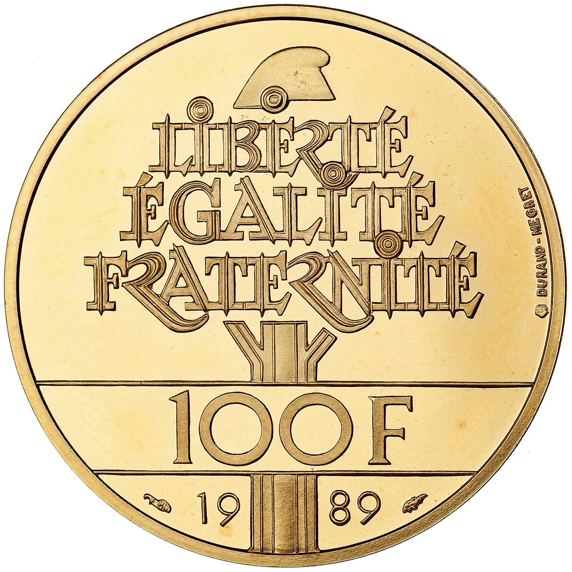 Francia, 100 Francs, Droits de l'Homme, 1989, Monnaie de Paris, Prueba, Oro
