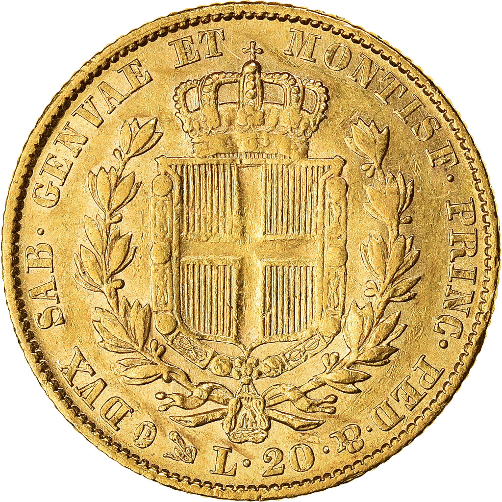 Moneda, Estados italianos, SARDINIA, Carlo Alberto, 20 Lire, 1842, Genoa, MBC