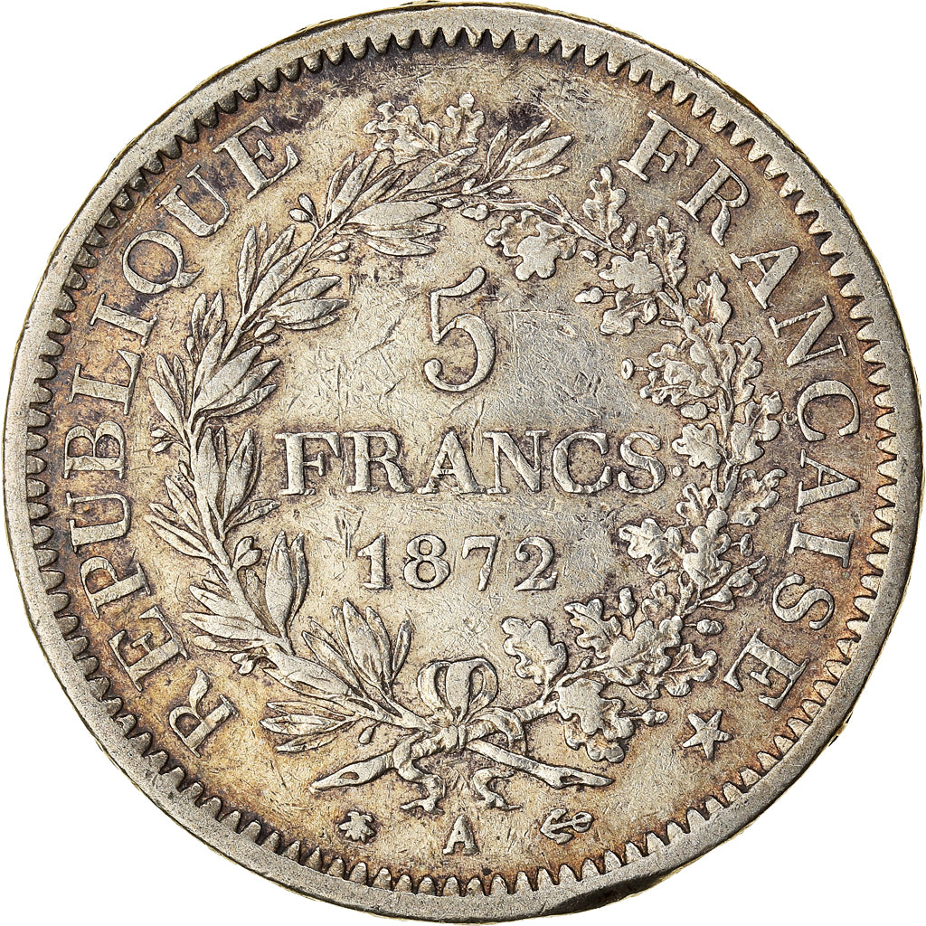 Moneta, Francia, Hercule, 5 Francs, 1872, Paris, MB+, Argento, KM:820.1