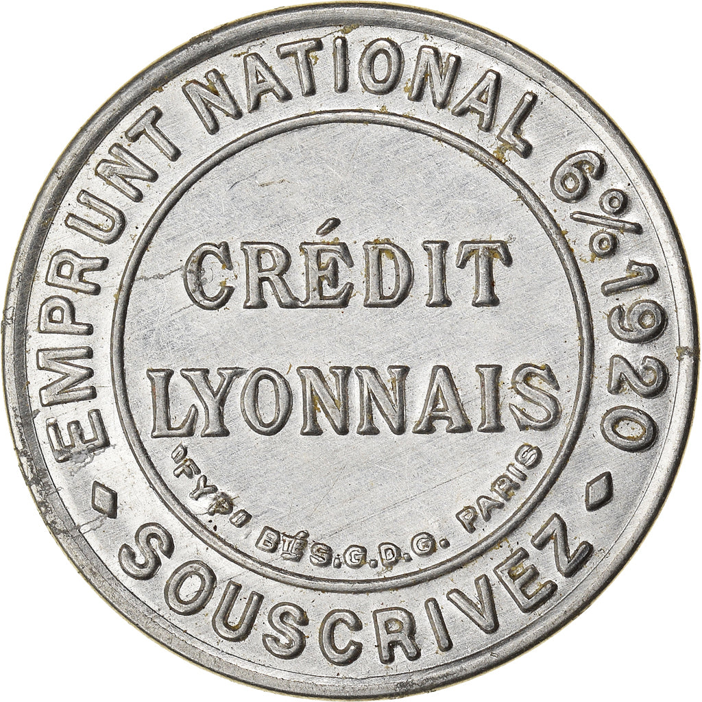 Moeda, França, Credit Lyonnais, 5 Centimes, 1920, Timbre-Monnaie, AU(50-53)