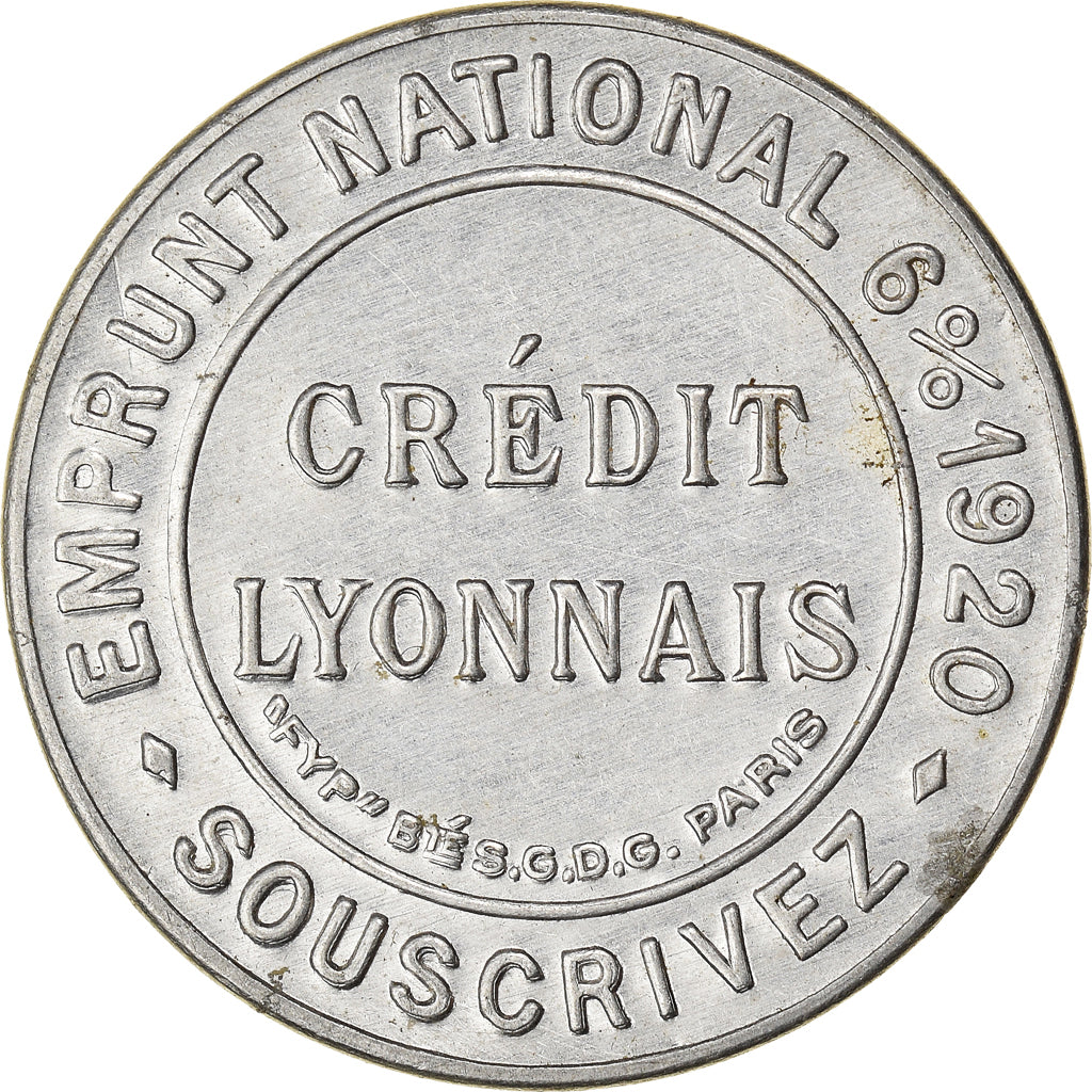 Moeda, França, Credit Lyonnais, 25 Centimes, 1920, Timbre-Monnaie, AU(50-53)
